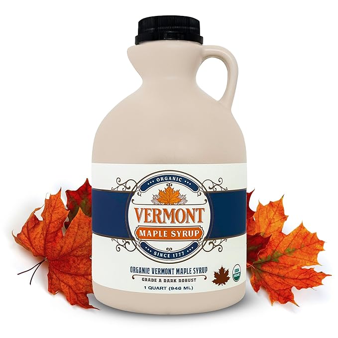 Vermont Maple Syrup - 32 oz Grade A, Dark Robust Organic Maple Syrup - 100% Pure and Authentic Maple Syrup for Pancakes, Waffles and More - Nut free, Gluten Free, Vegan, Paleo
