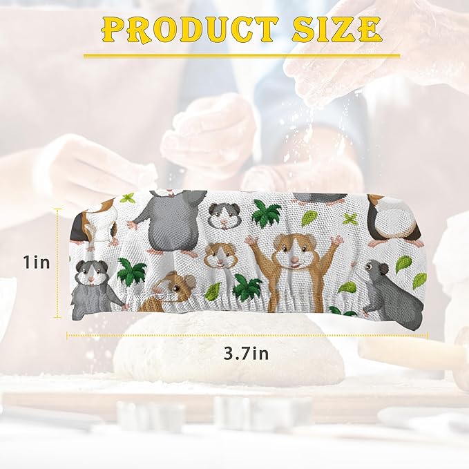 Sourdough Starter Jar Cloth Covers, Funny Guinea Pig Gifts for Women Baker 5 Pack Kit Stretchy Cloth Bowl Lids Fits Jar Mouth Ranging 3"- 4" Inches