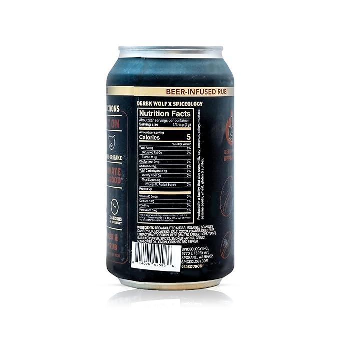 Spiceology & Derek Wolf - Imperial Coffee Stout - Beer-Infused Barbecue Rubs, Spices and Seasonings - Use On: Beef, Pork, Brownies, Nuts, Marinades, or Sauces - 8 oz Can with Resealable Lid
