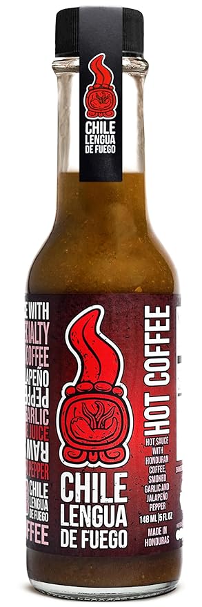 Chile Lengua de Fuego Hot Coffee Hot Sauce – 1 Bottle – Brewed Coffee, Jalapeño, Smoked Garlic & Lime – Bold, Savory Heat – Artisan Honduran Sauce – Small Batch, All-Natural