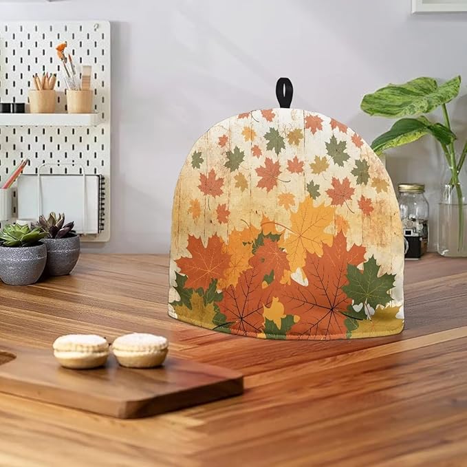 Hudotybom Fall Maple Leaf Tea Cozy for Teapot Insulated Large Teapot Cover to Keep Warm Tea Kettle Cover Thanksgiving Fall Kitchen Home Decorations
