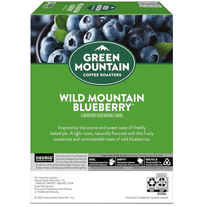 Green Mountain Coffee Roasters Wild Mountain Blueberry Keurig Single-Serve K-Cup pods, Light Roast Coffee, 96 Count