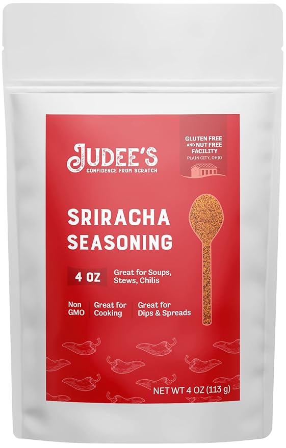 Judee's Sriracha Seasoning 4 oz - Powdered Vietnamese Chili Seasoning - Non-GMO, Gluten Free and Nut-Free - Great for Soups, Stews, Chilis, Dips, and Spreads