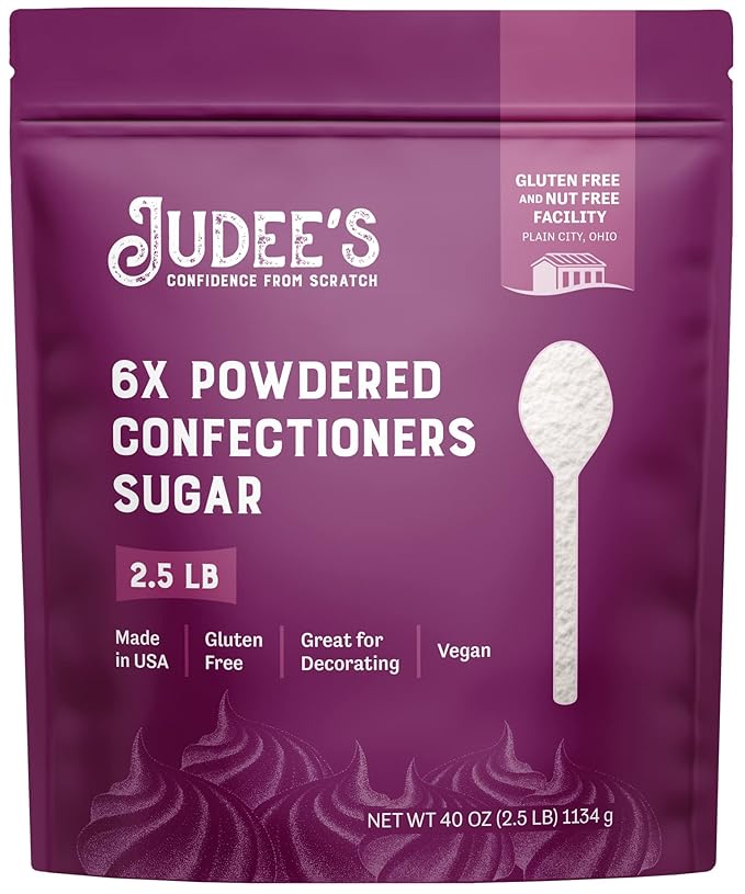 Judee?™s 6X Powdered Confectioners Sugar 2.5 lb - 100% Non-GMO, Gluten-Free, and Nut-Free - 6X Size Perfect for Icings, Frostings, and Dusting Baked Goods