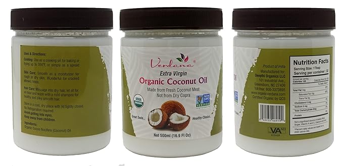 Verdana Extra Virgin Coconut Oil ??USDA Organic, Unrefined Cold Pressed Oil for Baking and Cooking ??16 Oz