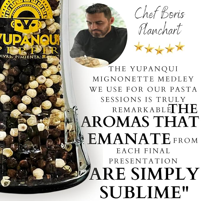 Black & White Peppercorns for Grinder Refill YUPANQUI, Peppercorn Medley of White peppercorns whole Black peppercorns - Mignonette pepper corns for grinder - Gourmet Peppercorn Blend 8oz