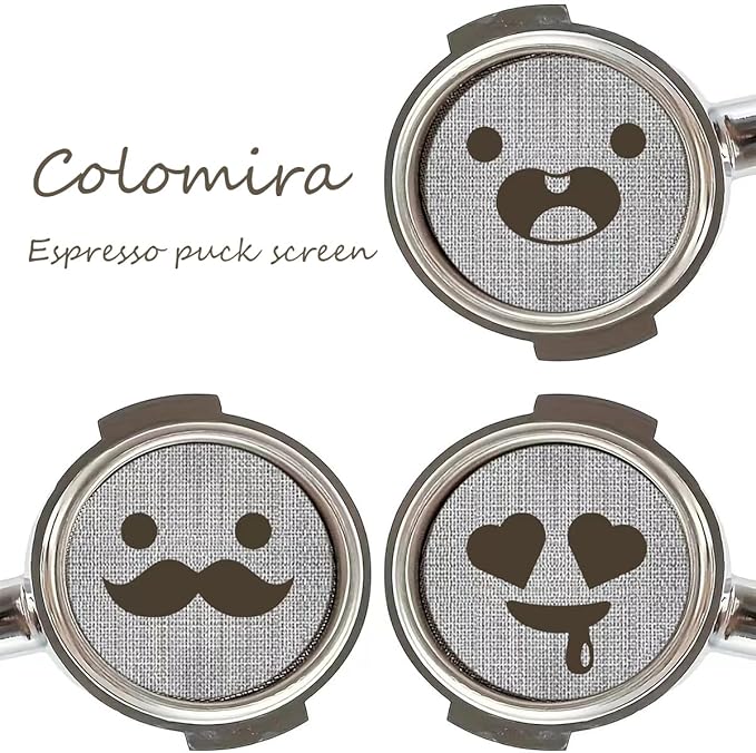 53.5mm Espresso Puck Screen, Lower Shower Screen, Metal Coffee Reusable Filter for 54mm Espresso Portafilter Basket, 1.7 Thickness(Happy)