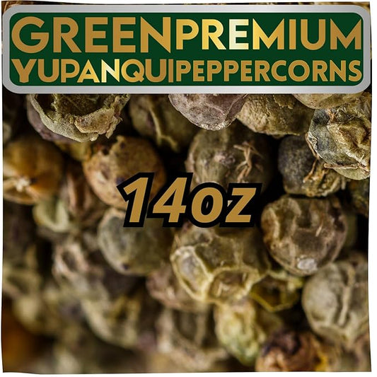 YUPANQUI Green Peppercorns for Grinder Refill [14oz] Exotic Green Peppercorn with Lime Hints - Best Organic Peppercorns for ITALIAN CUISINE & more