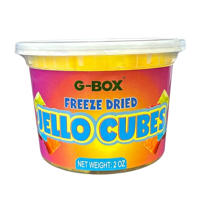G-BOX Freeze-Dried Jello Cubes | USA-Made Freeze Dried Jelly Candy | Freeze Dried Candy | Trending TikTok Snack pack, TikTok Trend Items, Fruit Jelly Candy (Lemon)