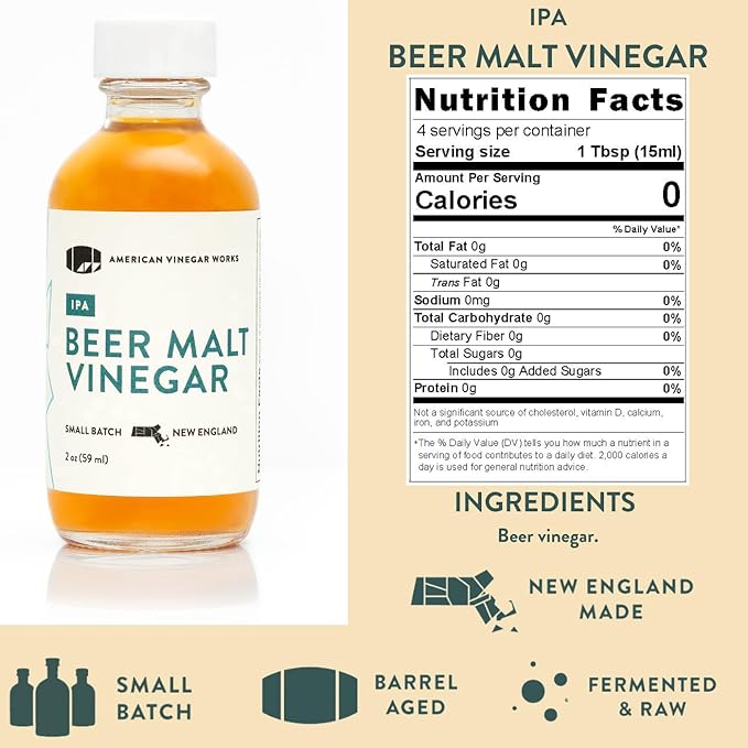 American Vinegar Works - Essentials Plus Vinegar Sampler Pack - Includes Apple Cider, Red Wine, Champagne Chardonnay Wine, Rice Wine, and Malt Vinegars - Great for Gifts - 2oz Bottles - 5 Pack