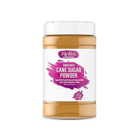 PARDESI Unrefined Cane Sugar Powder 3.08LB (1.4 KG) AKA Jaggery (Gur) I Shakkar Powder I Pure & Raw I Jar Packaging with Handle I No Spills No Mess - Pantry ready