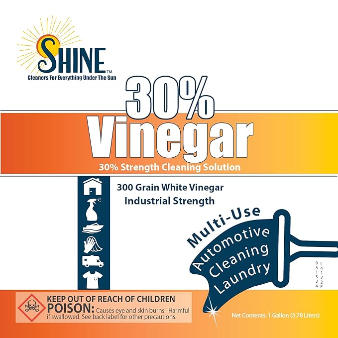 30% Concentrated Vinegar Gallon - Makes 6 Gallons of Finished Solution - For Home and Outdoor Use - Concentrated All Purpose Vinegar