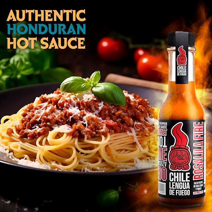 Hot Sauce | Chile Lengua de Fuego (Pack of 3, Rosalila Fire) – Medium Heat Red Sauce with Tomato, Thyme, Garlic & Scotch Bonnet
