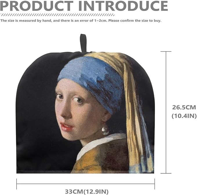 Tea Cozy The Girl with a Pearl Earring Teapot Covers Kitchen Kettle Dust Cover Tea Kettle Cover Breakfast Insulated Keep Warmer for Tea Pot Kitchen Decoration 竊뉰lack竊?"<div>