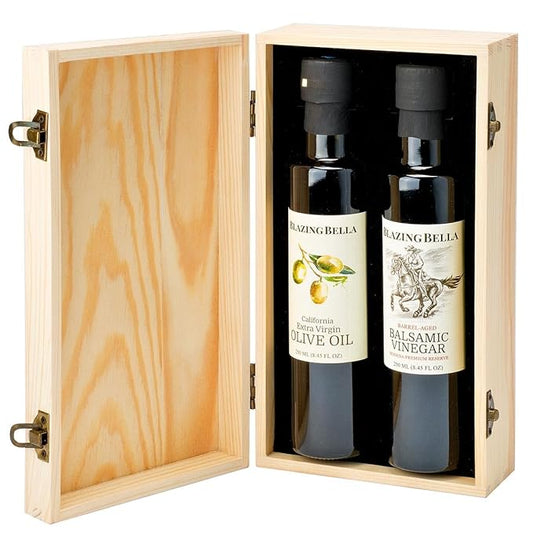 Blazing Bella Olive Oil and Balsamic Vinegar Two Bottle Gift Set (Traditional Aged Balsamic and