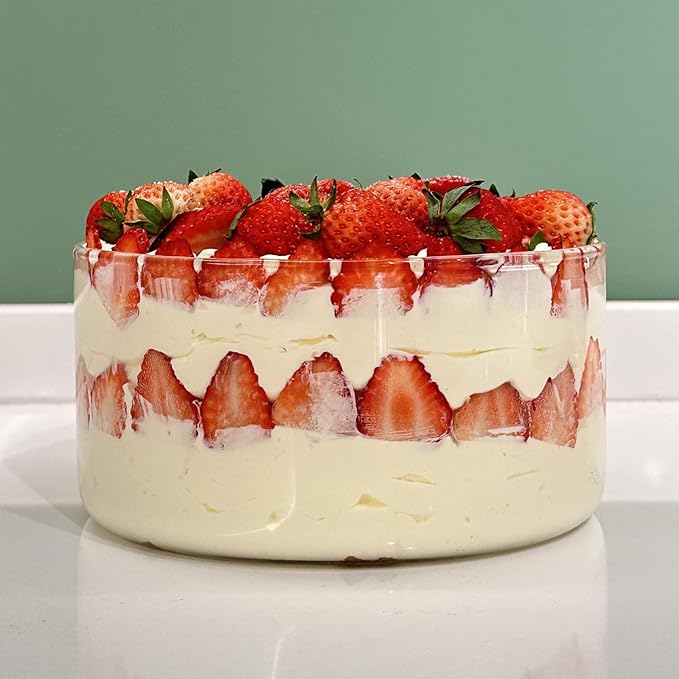 190oz Extra Large Glass Trifle Bowl, Modern Design Clear Glass Round Dessert Centerpiece Serving Bowl for Laying Ice Cream Cakes, Salad, Fruit, Microwave & Dishwasher Safe