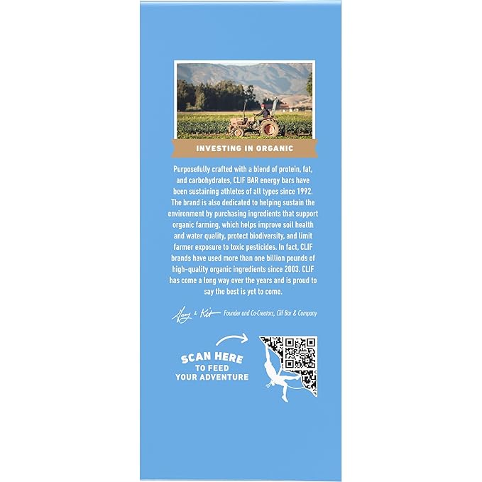 CLIF BAR - Blueberry Almond Crisp - Made with Organic Oats - Energy Bars - Non-GMO - Plant Based Protein Bars (10 Pack)