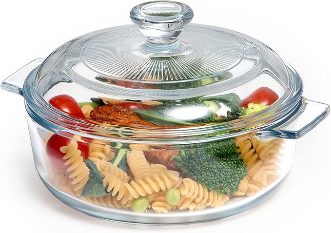 NUTRIUPS Mini Glass Casserole Dish with Lid Oven Safe Covered Round Casserole Dish 6" Glass Microwave Bowls With Lid Microwavable Cookware (26oz-Mini)