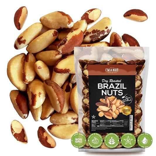 I’m A Nut Brazil Nuts, Dry Roasted, 48oz (3 lb) | No oil | No Herbicides Or Pesticides | Batch Tested Gluten & Peanut Free | Non GMO | No PPO | Vegan and Keto Friendly | Premium Quality | Made from 100% Natural Brazil Nuts