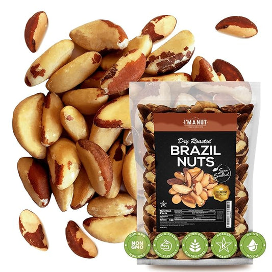 I’m A Nut Brazil Nuts, Dry Roasted, 32oz (2 Pounds) | No oil | No Herbicides Or Pesticides | Batch Tested Gluten & Peanut Free | Non GMO | No PPO | Vegan and Keto Friendly | Premium Quality | Made from 100% Natural Brazil Nuts
