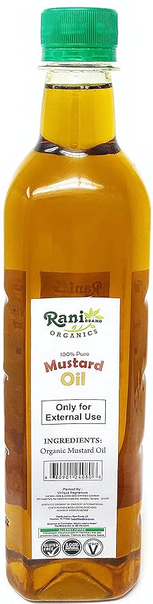 Rani Organic Mustard Oil (Cold Pressed) 16.9oz (500ml) ~ 100% Natural | Vegan | Gluten Free | NON-GMO | Indian Origin