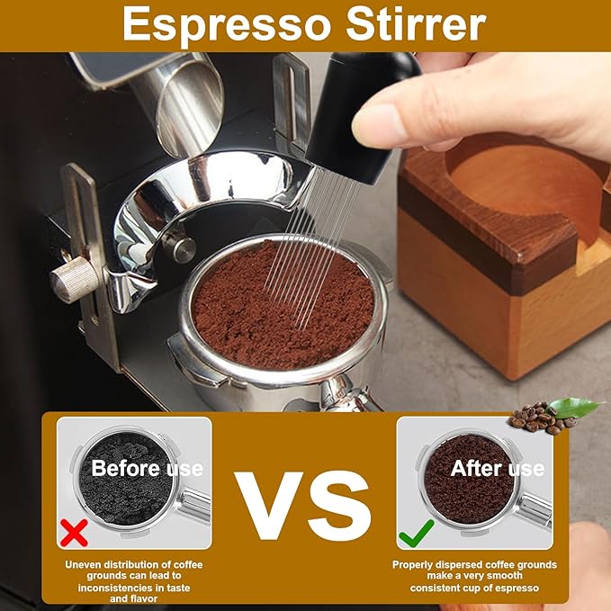 58mm Espresso Accessories Kit, Spring Loaded Calibrated Espresso Tamper, Wdt Tool Espresso and Silicone Tamper Mat,Dosing Funnel, Coffee Puck Screen and 12 Replacement Needles Fit 58mm Portafilters