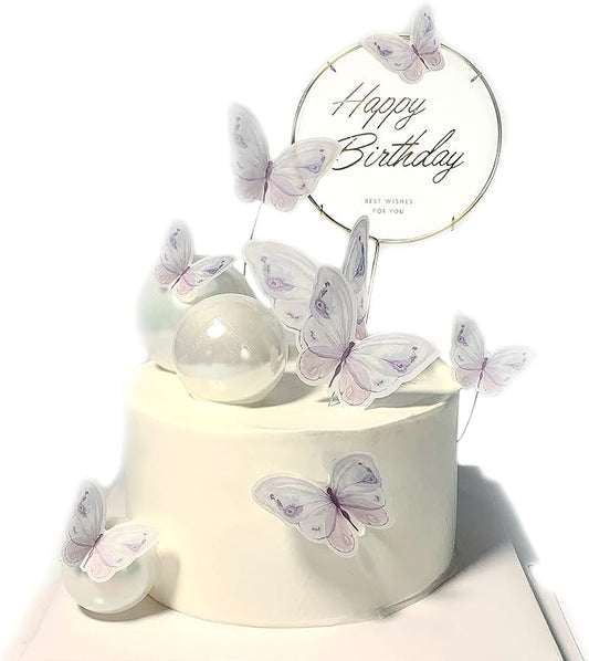 11-Piece Gold Butterfly Cake Toppers Set: Happy Birthday Cake Decorations
