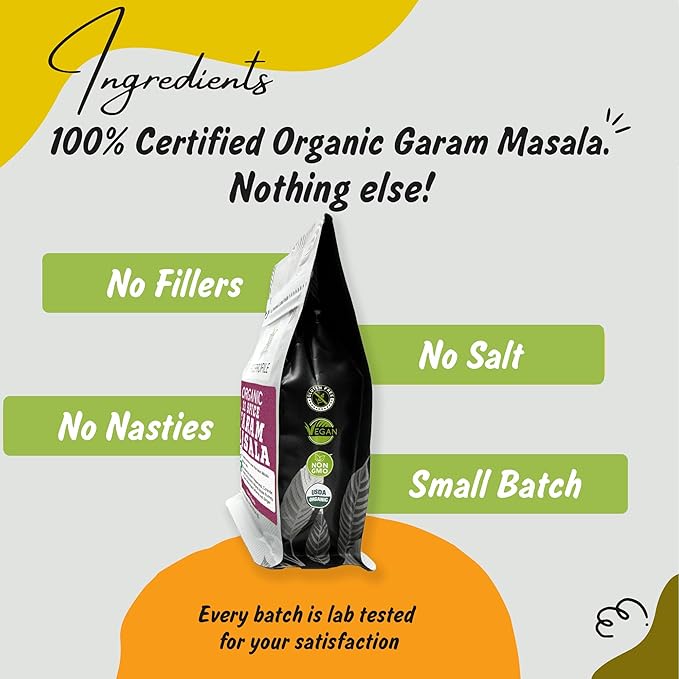 Spice Profile USDA Organic 11-Spice Garam Masala, 3 oz, Lab Tested for Heavy Metals, Salt Free, North Indian Style