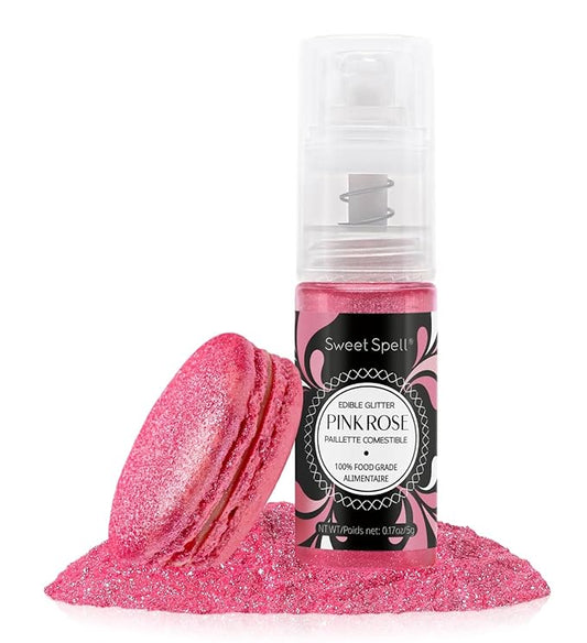 Sweet Spell Edible Cake Glitter Spray ??Shimmering Magic for Cakes Decorating & Cocktails ??100% Edible, Food-Grade, Vegan, Gluten-Free (Pink)