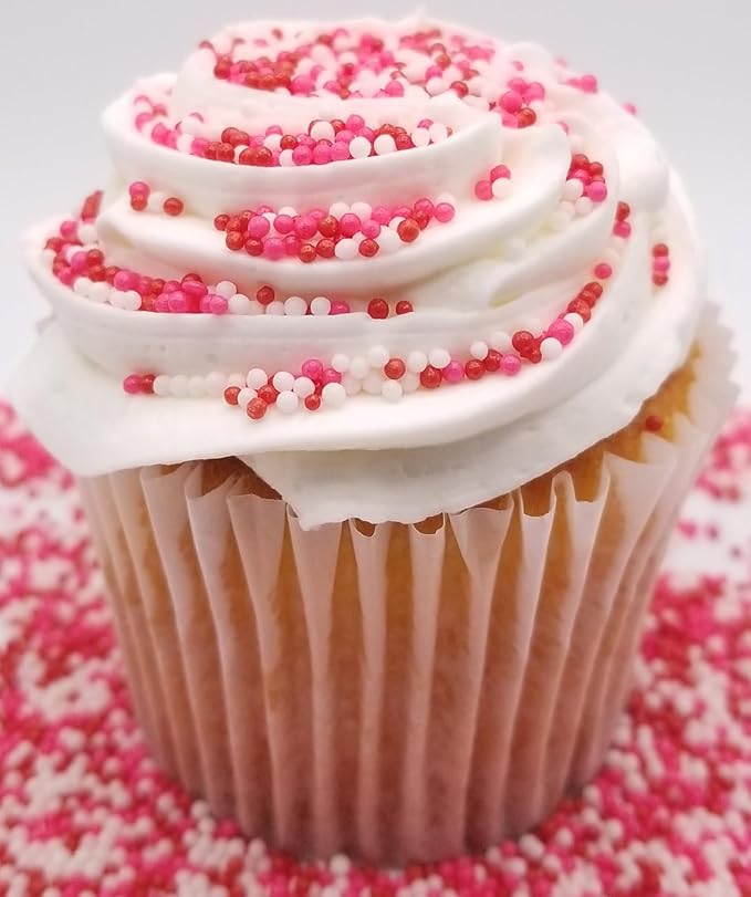 NCS Red, Pink and White Edible Non Pareil Sprinkles, 8 ounces - Great for Cupcakes, Cookies, Cakes, Cakes Pops
