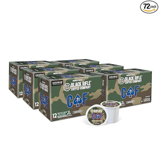 Black Rifle Coffee Company Medium Roast K Cups - Single Serve K Cups Coffee Pods - Kcup Pods Compatible with 1.0 & 2.0 - Made from Pure Arabica Beans (CAF, 72 Count)