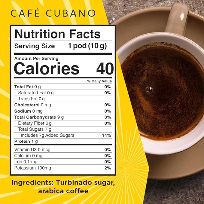 Oriente Sweetened Espresso Coffee Pods, 50 ct, Dark Roast Flavored Cuban Inspired Coffee in Recyclable Single Serve Pods - 100% Arabica Coffee, Compatible with Keurig K Cups Maker