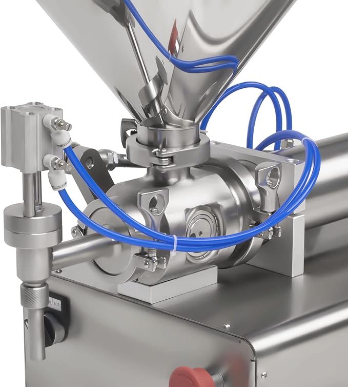110V Horizontal Pneumatic Paste Filling Machine, 40L Semi-Automatic Paste Liquid Filling Machine with 40L Hopper, Pneumatic Dual-Use Paste Filling Machine for Cream Shampoo Liquids