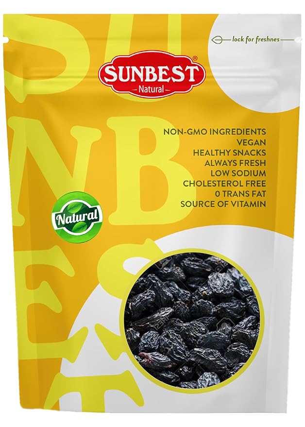 Sunbest Natural Jumbo Raisins Black 32 Oz (2 lbs) - Plump & Juicy, Rich in Healthful Nutrients & Dietary Fiber - Resealable Bag - Ideal for Snacking, Cooking & Baking - Long lasting Freshness