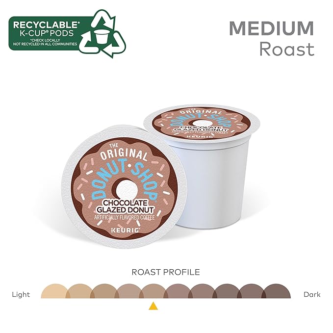 The Original Donut Shop Coffee Chocolate Glazed Donut Keurig Single-Serve K-Cup Pods, Medium Roast Coffee, 72 Count