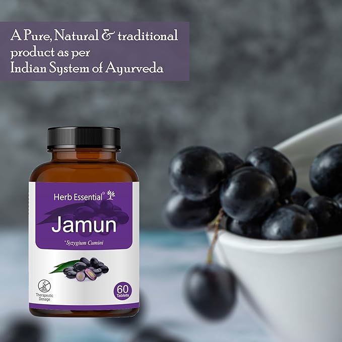 Jamun Seed Tablets 500mg (60 Count) Syzygium Cumini Seed Supplement Indian BlackBerry Tablets, Vegan, Additive-Free & Non-GMO Formula- 60 Count (Pack of 1)