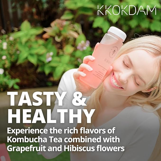 KKOKDAM Kombucha Tea - Orange & Marigold Korean Tea - Kombucha Drinks Probiotic Support, Low Calorie, Sugar Free Kombucha - 15 Packs