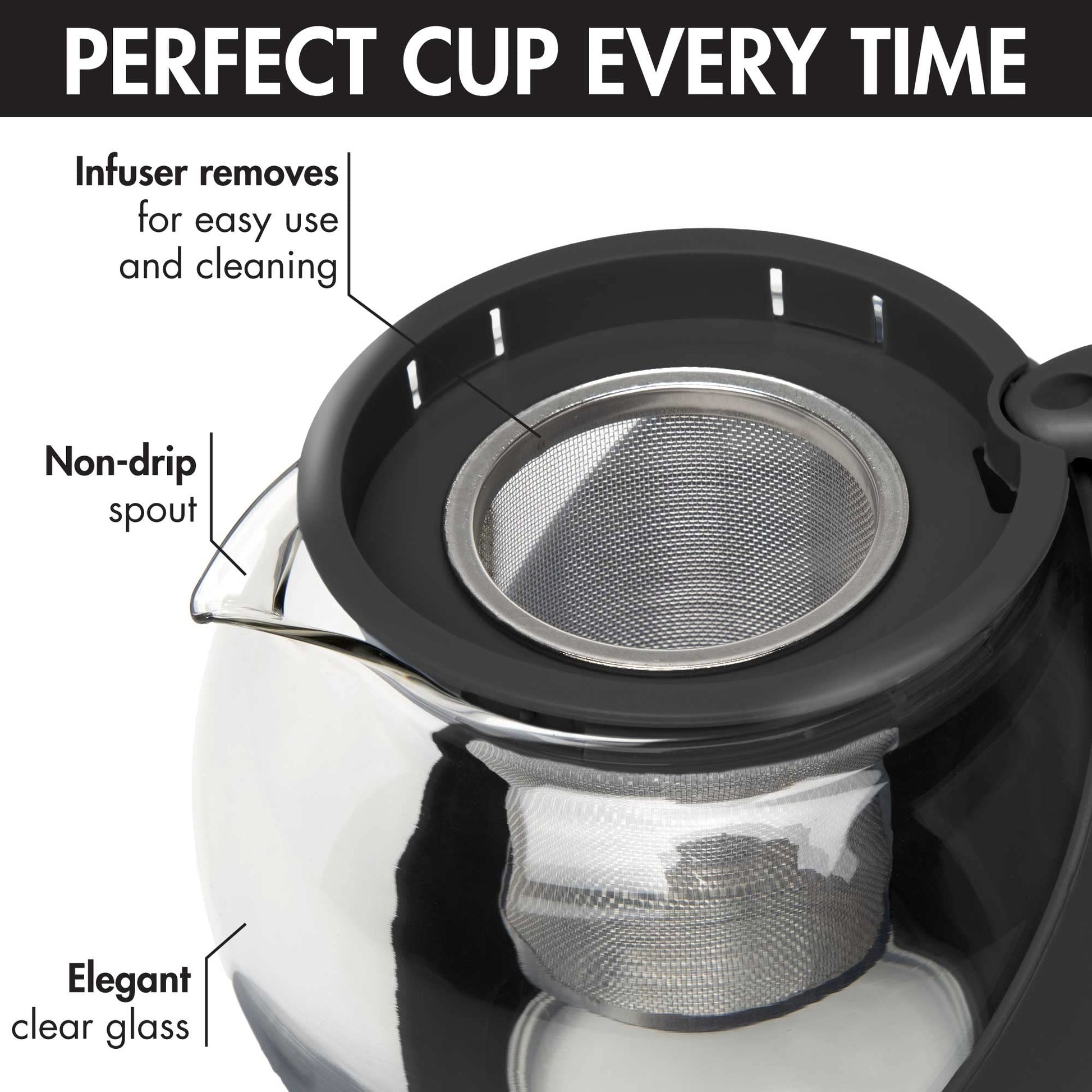 Primula Half Moon Teapot with Removable Infuser, Glass Tea Maker with Reusable Fine Mesh Stainless