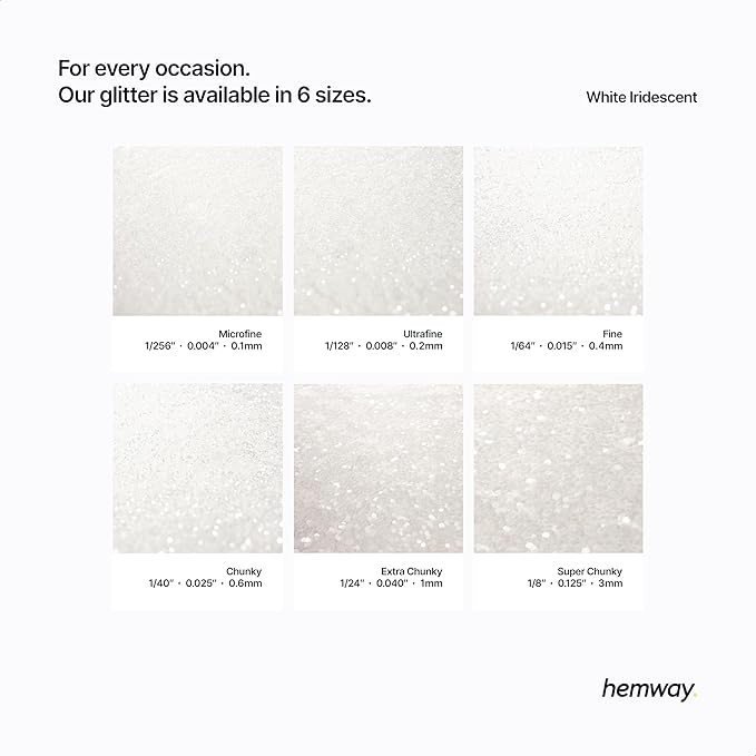 Hemway Premium Glitter Shaker - White Iridescent | 130g Ultrafine Metallic Flake Sequins for Resin & Epoxy Crafts | Craft Supplies for Tumblers, Festival, Art
