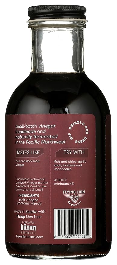 Haxan Ferments Rye Stout Beer Vinegar ??Crafted with American Rye Stout from Flying Lion Brewery ??Rich, Nutty Flavor for BBQ Sauce, Fish & Chips, Roasted Potatoes, Stews, and Salad Dressings ??100% Natural