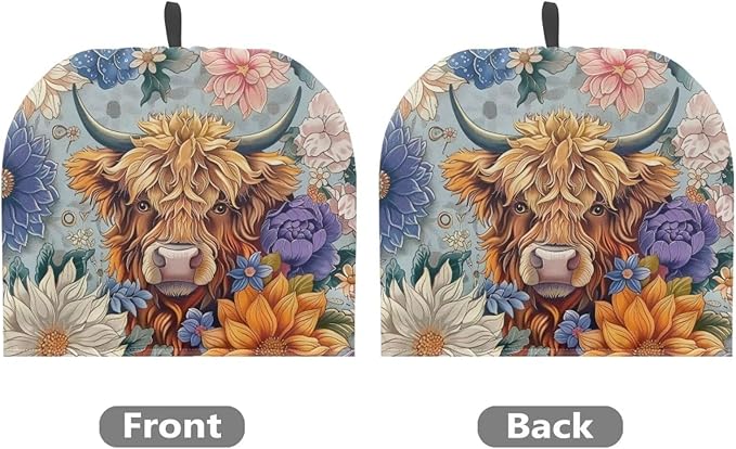 Highland Cow Tea Cozy for Teapot - Insulated Showy Flower Pot Cover, Bohemia Cattle Wildlife Kettle Kitchen Dust Cover