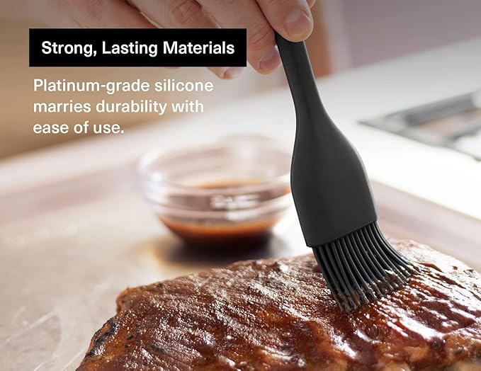 Misen Silicone Basting Brush – Dishwasher Safe, Heat-Resistant Pastry Brush – Ideal for Grilling, Baking, and Applying Sauces and Oils – High-Grade Silicone Coating - 12.4" Black