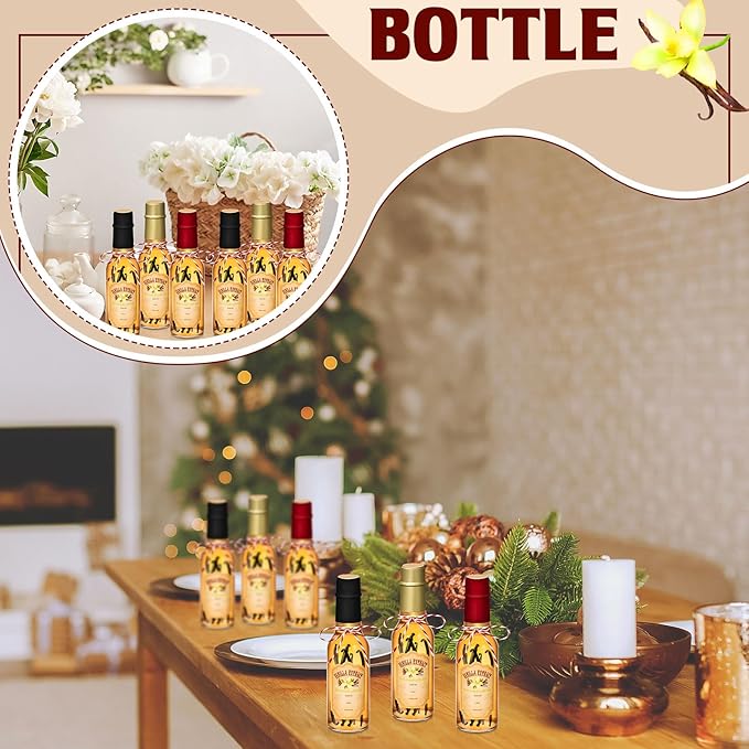 Tioncy 16 Pcs Vanilla Extract Bottles for Homemade Vanilla Jar Glass Bottle with Cap, Shrink Band, Sticker Syrup Gift Food Storage Canister for Bean Sauce Spice(Black, Red, Gold,3 oz)