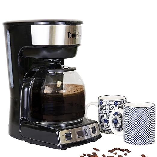 Total Chef Drip Coffee Maker ??12 Cup Programmable Cafe Machine With Glass Pot, Regular & Bold Brew, Autoshut Off Large Water Reservoir, Reusable Filter, Kitchen Appliances For Cafeteria Barista