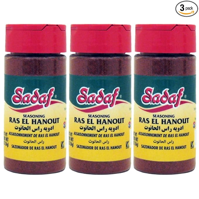 Sadaf Ras El Hanout Seasoning - Ancient Moroccan Blend of Spices - Perfect for your couscous, tagine, b'stila and more (2 Oz bottle, Pack of 3)