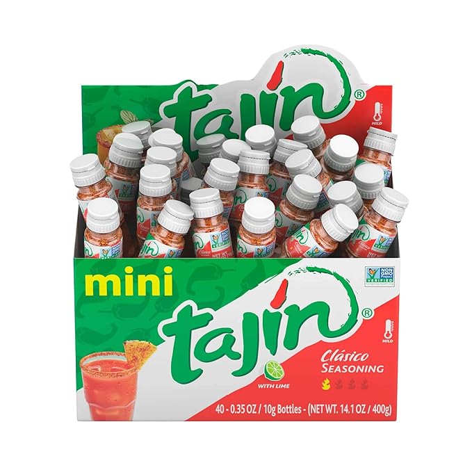 Tajín Clásico Chile Lime Seasoning Mini Display 0.35 oz, 40 Mini Bottles (Pack of 2)