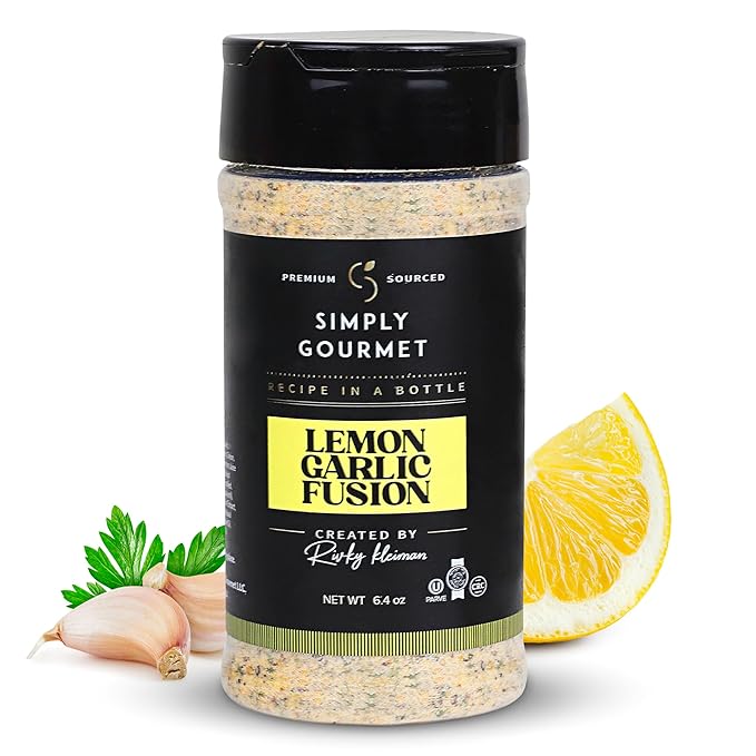 Lemon Garlic Seasoning ?œRecipe in a Bottle????Premium Gourmet Lemon Garlic Spice Blend w/Pepper - Complete Dry Rub & Marinade, 5.7?¯oz ??Kosher, Gluten Free, and No?‘Additions Needed.