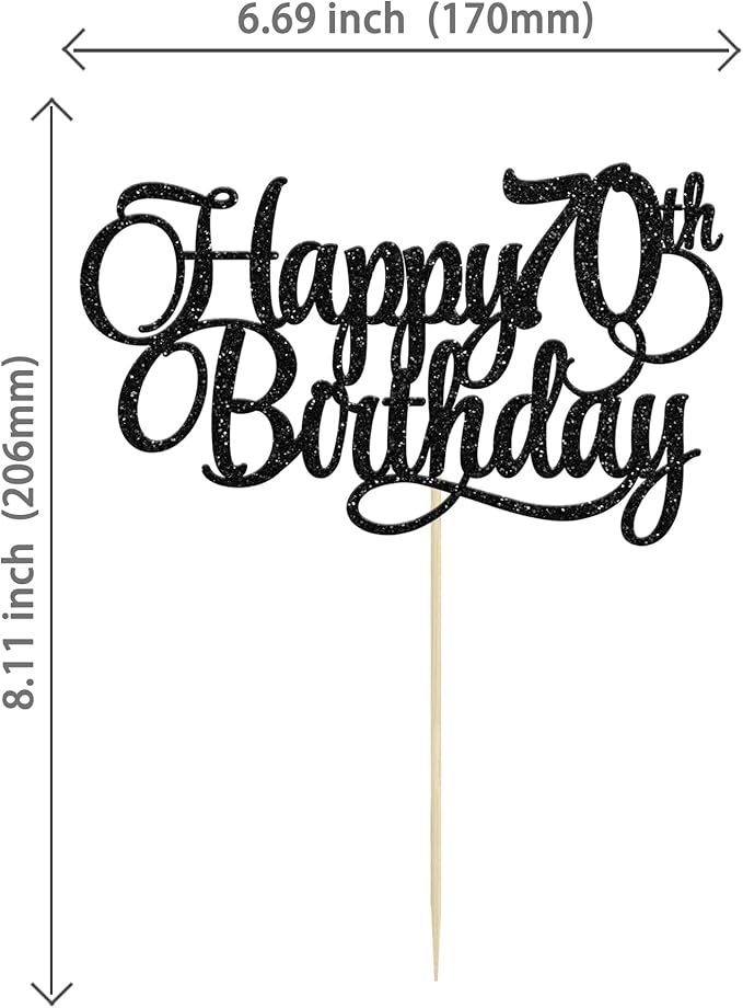 1 Pack Happy 70th Birthday Cake Topper Gold Glitter Number 70 Seventy Years Old Birthday Cake Pick Decoration For 70th Birthday Celebrating Anniversary Party Supplies