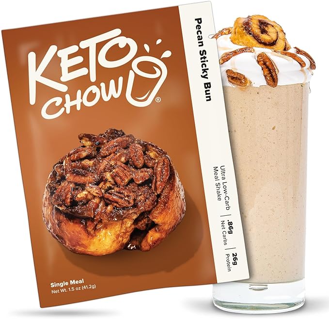 Keto Chow Pecan Sticky Bun | Keto Meal Replacement Shake Powder | Nutritionally Complete Keto Food | Low Carb Keto Meals | Delicious Easy Meal Substitute Drink | Protein Rich You Choose The Fat | Single Meal Sample