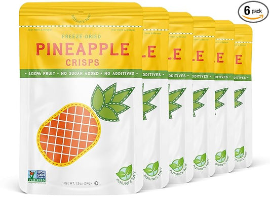 Nature's Turn Freeze-Dried Fruit Snacks, Pineapple Crisps, Pack of 6 (1.2 oz Each)
